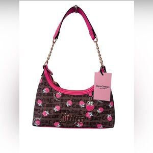 Juicy Couture Strawberry Print Shoulder Bag Brown Pink Purse
